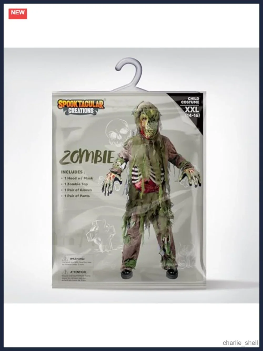 Kids Swamp Zombie Costume 4 Piece Skeleton Living Dead Halloween Role Play